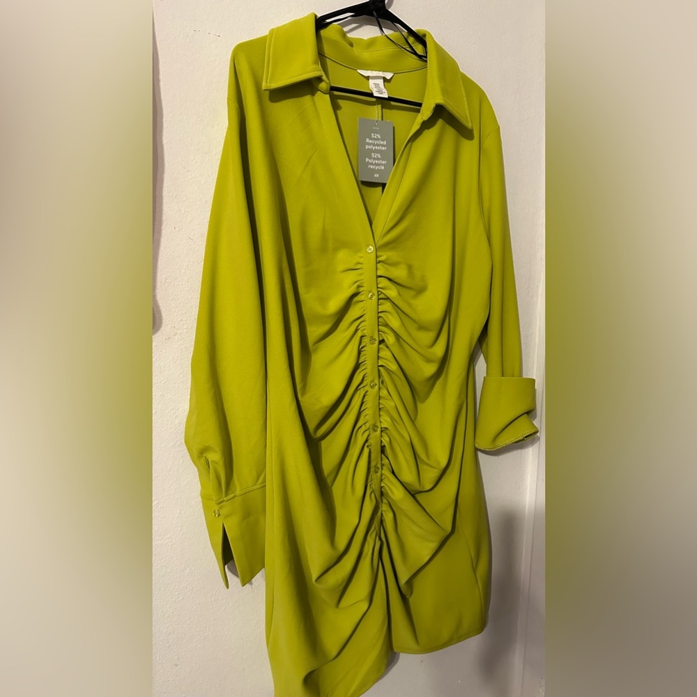 Ruched dress lime HM